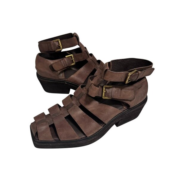 JEFFREY CAMPBELL Elective Fisherman Sandals Sz 9.5 Brown Crazy Horse Leather NEW - Picture 3 of 6